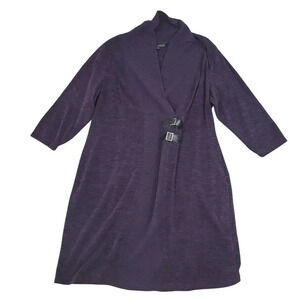 Connected Apparel Womens Plus 24W Shawl neck Midi Sweater Dress  29PT